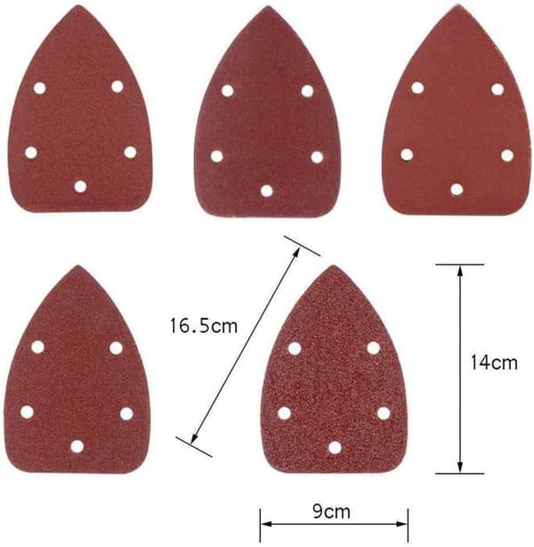 40 trekantiga slippapper för 140 mm slipmaskiner, 5-håls detaljslippapper, 1-pack