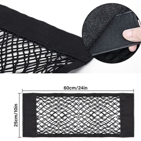 Bilbagageorganisatör - Ej specificerad - 60x25cm - Elastiskt nät - 2 delar - Svart