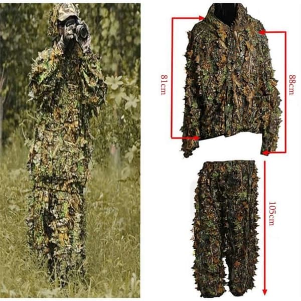 Woodland Ghillie Suit - Slitstark polyester - Elastisk midja