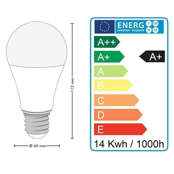 FÖRPACKNING MED 10 E27 14W LED-LAMPOR (motsvarar 100W) (Varmvit 2700K)