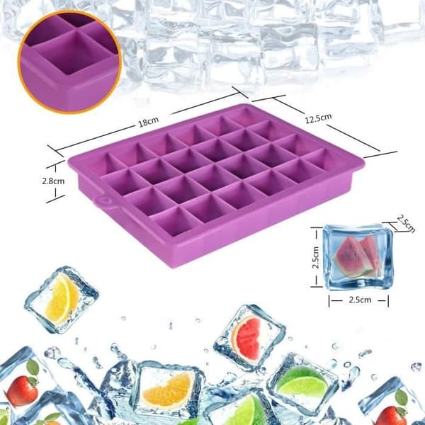 Isbitsform, Set med 3 isbitsformar med lock, 24 kuber per form, Lätt att släppa silikonisbitsform, BPA-fri