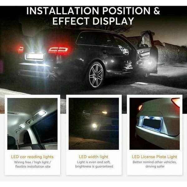 42st T10 LED Bilglödlampor Vit Universal Bil LED SMD Glödlampor Kit Interiör Kupol Nummerskylt Bälte MO PZCC