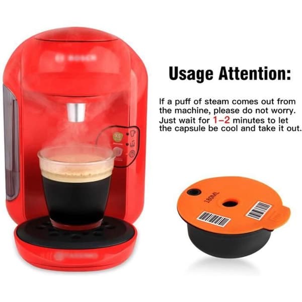 Kaffefilter - 180 ml - Återanvändbart - Kompatibelt med Bosch Tassimo - Med silikonlock