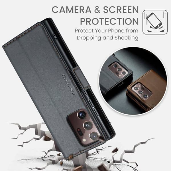 Fodral för Samsung Note 20 Ultra PU-läder plånboksfodral med magnetiska kortfack och RFID-skydd, stöldskyddande folio