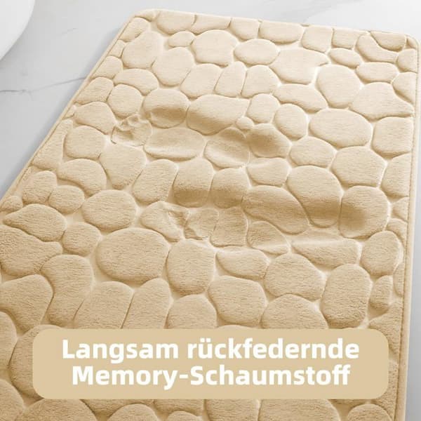 Badrumsmatta i memory foam - Absorberande duschmatta - Halkfri badrumsmatta, vardagsrum - 50x80 cm, Mörkbeige