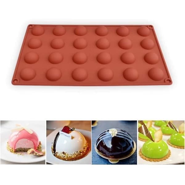 Mini 24-håls halvsfärisk silikonform, 3 formar för att göra choklad, kakor, gelé, kupolmousse