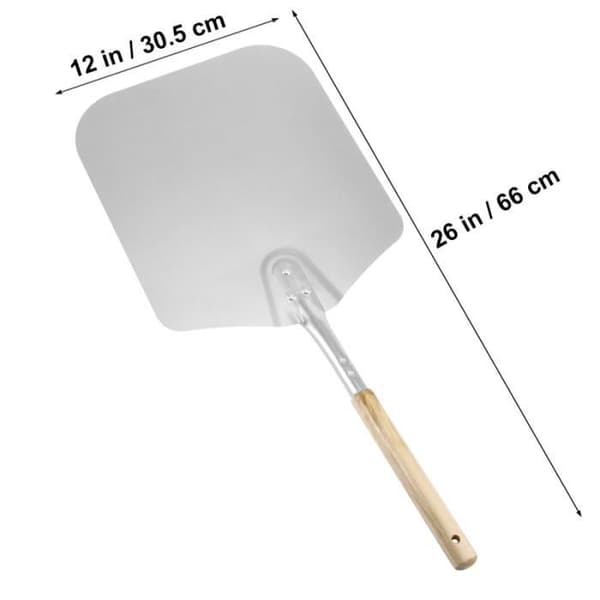 Pizzaspade - Aluminium - 66 cm - Trähandtag - Silver och träfärg