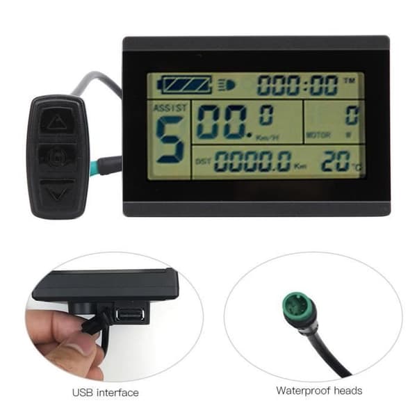 LCD-instrument - Vattentät - Kompatibel med 24V-36V-48V - Bakgrundsbelyst display
