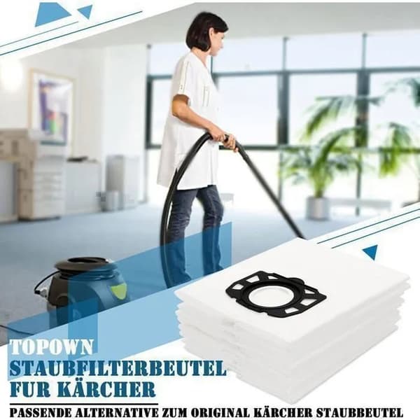 10-pack dammsugarpåsar för Karcher WD4 / WD6 / Premium / MV4 / MV5 / MV6