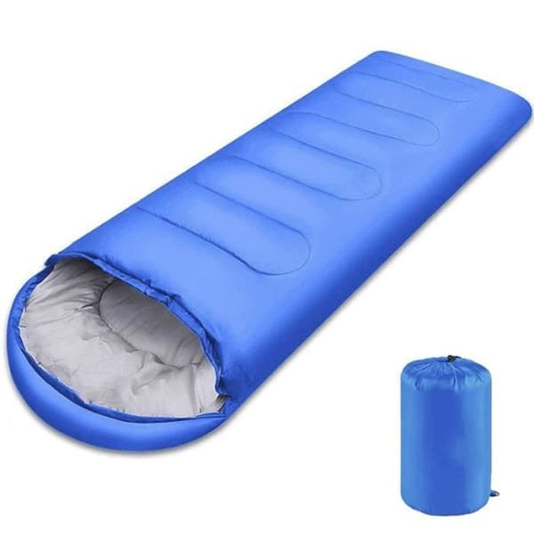 Sovsäck - Blå typ - Camping - Huva - Kuvert - Lättvikt 1KG