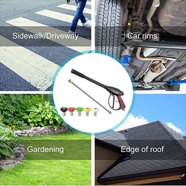 Högtryckstvättspistol med lans och 5 munstycken M22 - 3/4\" anslutning, ABS & mässing, 4000 psi