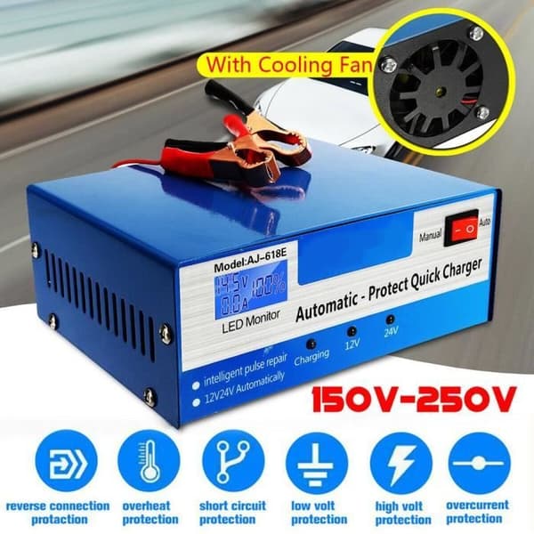 Bilbatteriladdare - Smart - 12V/24V - 10A - Automatisk - LCD