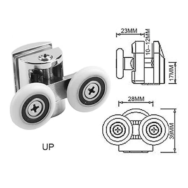 Duschdörrsrullar - Set om 8 - Dubbla - 23 mm - Koppar - Zink