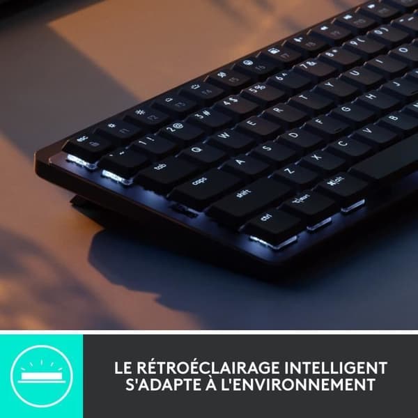 Tangentbord - Trådlös - Logitech - MX Mechanical - AZERTY - Mekanisk - Bakgrundsbelyst - Grafit