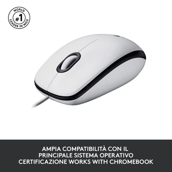 Mus - LOGITECH - M100 - Vit - USB - Ambidexter - 1000 DPI