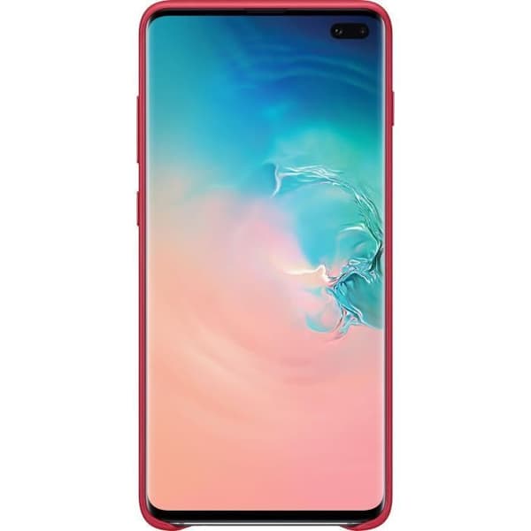 Samsung S10+ läderfodral röd vinröd Röd