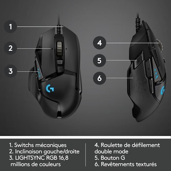 Gaming Mus - kablet - LOGITECH G - G502 HERO - USB - Sort