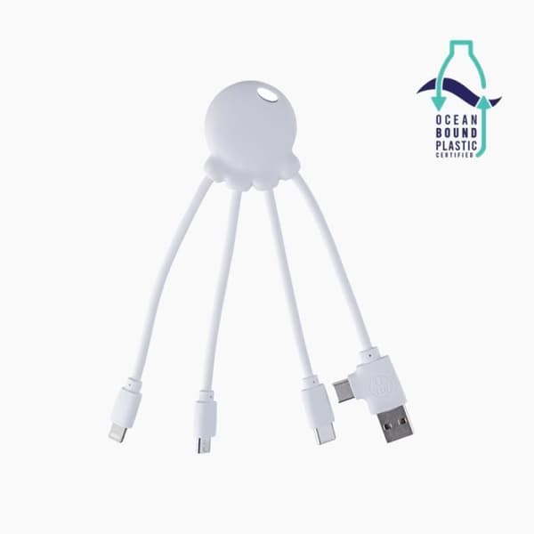 Multikontakts laddkabel - Xoopar - Octopus OBP - USB/USB-C/Lightning - Vit - Fickformat Vit