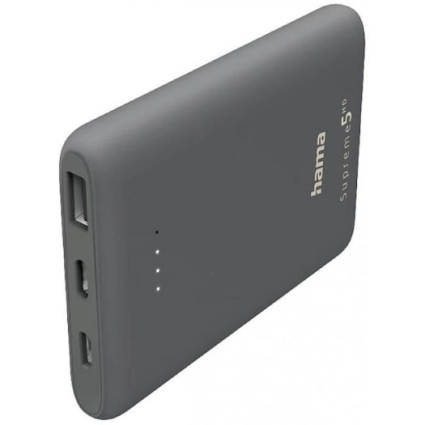 Hama Powerbank (extra batteri) 5000 mAh LiPo USB-A, USB-C® mörkgrå - 4047443486677
