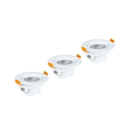 Infälld LED-spotlight, set om 3, 7W, 450Lm, Färg: Blc Chd, Sockel: Vit