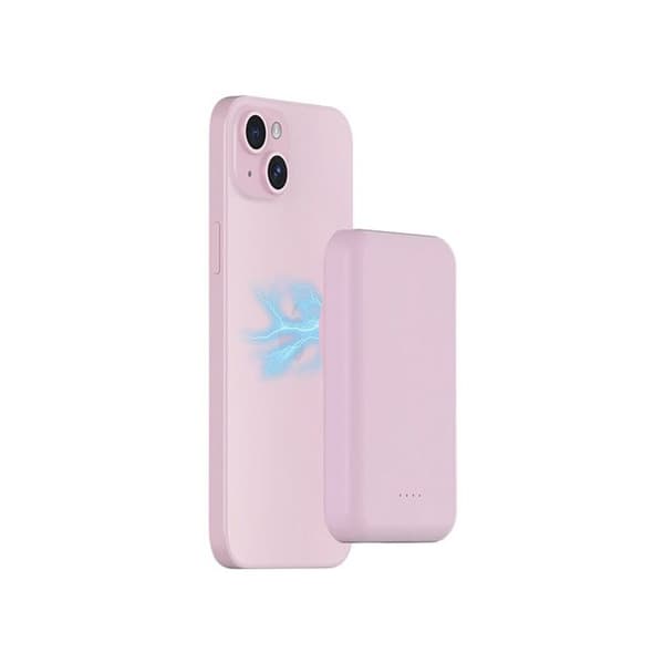 Extern batteri - BIGBEN CONNECTED - 5000mAh - Induktions MagSafe - USB A/USB-C - Rosa Ros