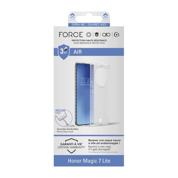 Bakcover - Honor - Magic 7 Lite - Förstärkt - 3m skydd - Transparent Vit