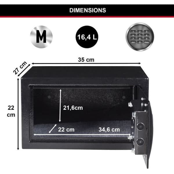 MASTER LOCK Safe - Format M - 22,0 x 35,0x 27 cm Svart