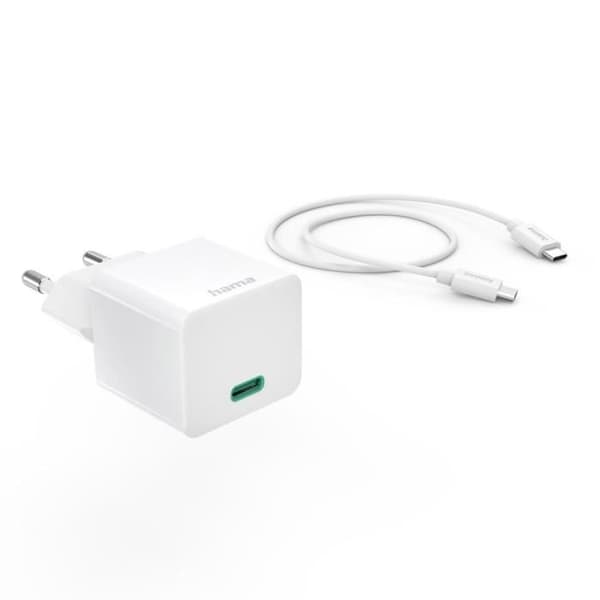 Laddare - HAMA - 20W - USB-C - 1m - Vit Vit