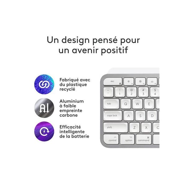Logitech MX Keys S Azerty trådlöst tangentbord för Mac ljusgrå