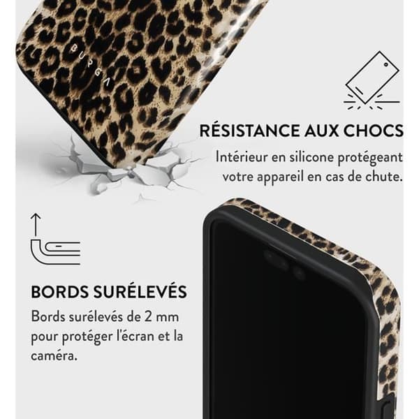 Coque - BURGA - Spelare - iPhone 15 Pro - Leopard - Stötsäker - MagSafe brun