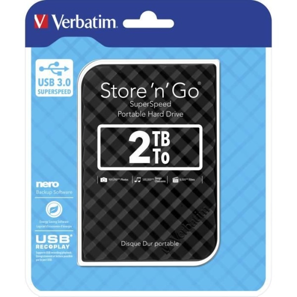 1 TB Store'n'Go extern hårddisk - VERBATIM - USB 3.0 - 2.5" - Svart