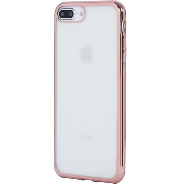 Fodral - Rosa - iPhone 6 Plus/6S Plus/7 Plus/8 Plus - Transparent - TPU - Halvstyv Rosa metall