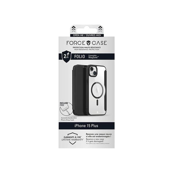 Forcecase Magsafe Förstärkt Folio för iPhone 15 Plus Svart Svart