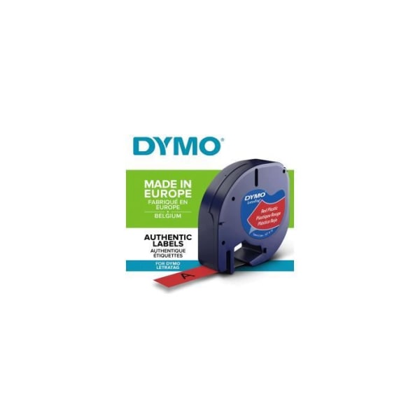 DYMO LetraTag polyesterband 12mm x 4m Svart/Röd kompatibel med DYMO LetraTag LT100H