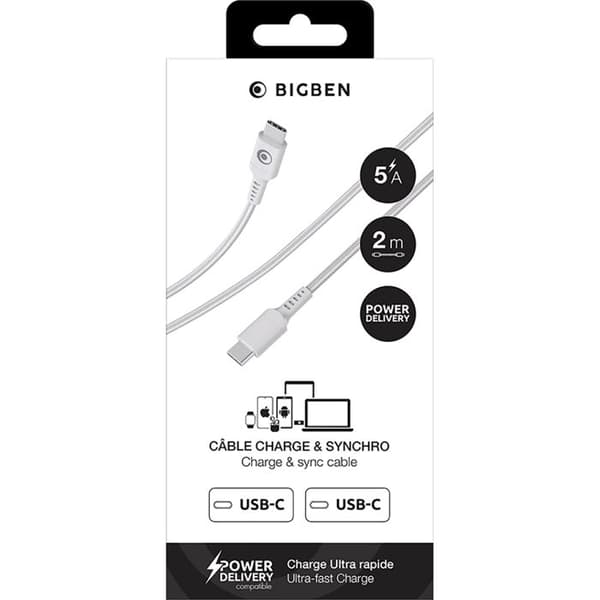 USB-C-kabel - BIGBEN CONNECTED - 2m - 5A - Power Delivery 100W - Ultra Resistent