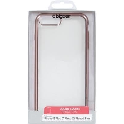 Fodral - Rosa - iPhone 6 Plus/6S Plus/7 Plus/8 Plus - Transparent - TPU - Halvstyv Rosa metall