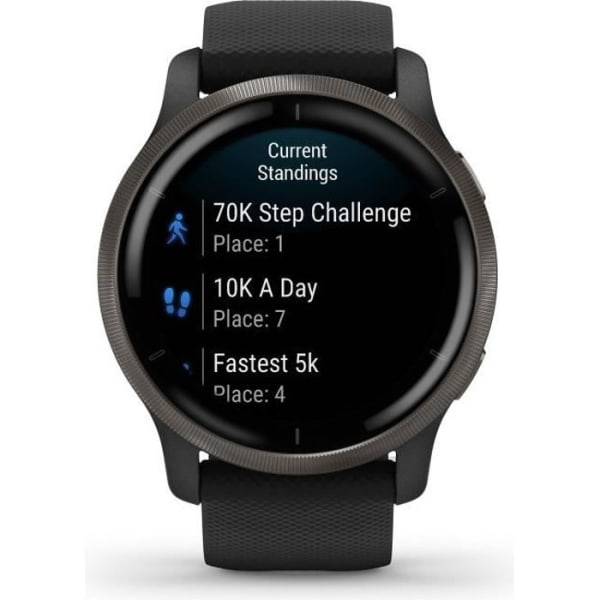 GARMIN Venu 2 - GPS smartwatch - Grå - Svart rem