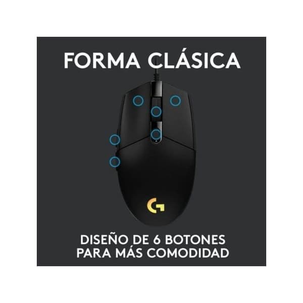 Souris Gaming - LOGITECH - G102 LIGHTSYNC - Kablé - 6 Knappar - Optisk - Svart