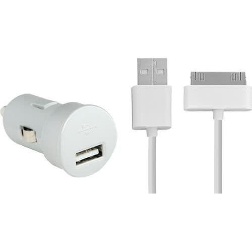 Cigarette lighter-laddare - BBC - Mini - 2 USB-portar - 2A - Vit Vit