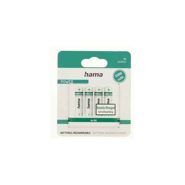 NiMH-batterier, AA Mignon, 2500 mAh, 1,2 V, 4 st