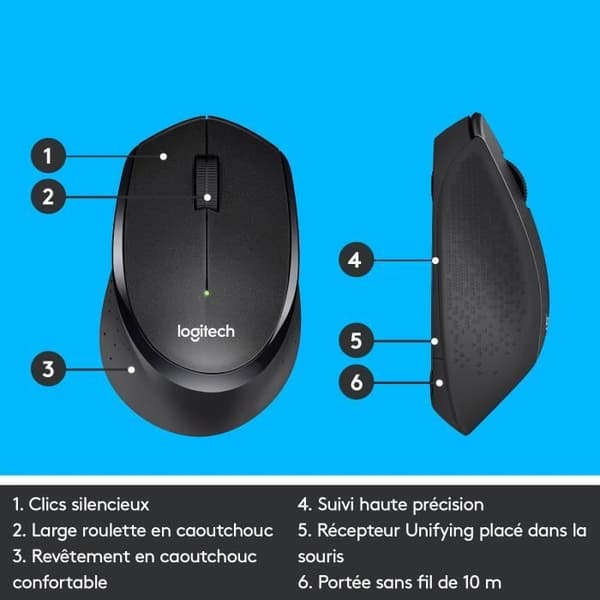 Mus - Trådlös - Logitech - M330 Silent Plus - Svart - Tyst