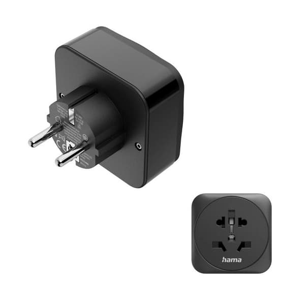 Reseadapter typ E/F, 3 poler, världen till EU, 1x USB-C, 1x USB-A,