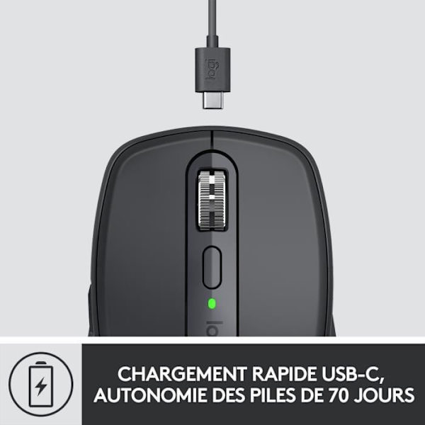 Trådlös mus - Logitech - MX Anywhere 3 - Ergonomisk - Bluetooth - USB - Grafit