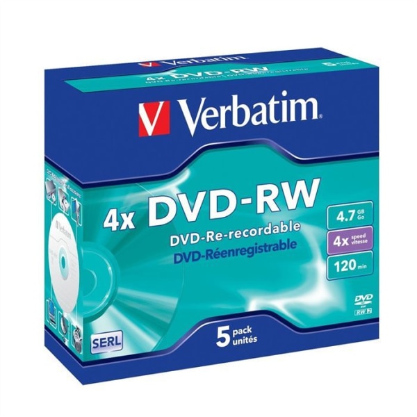 VERBATIM DVD-RW - Paket med 5 - 4x - 4,7 GB - Kristallfodral