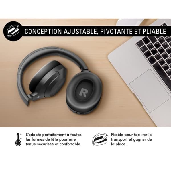 Bluetooth-hörlurar 5.3 - Play Immersion - FORCE PLAY - ANC - ENC - 60 timmars batteritid Svart