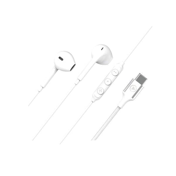 Trådade hörlurar Force Play KP USB-C-knapp Vit Vit