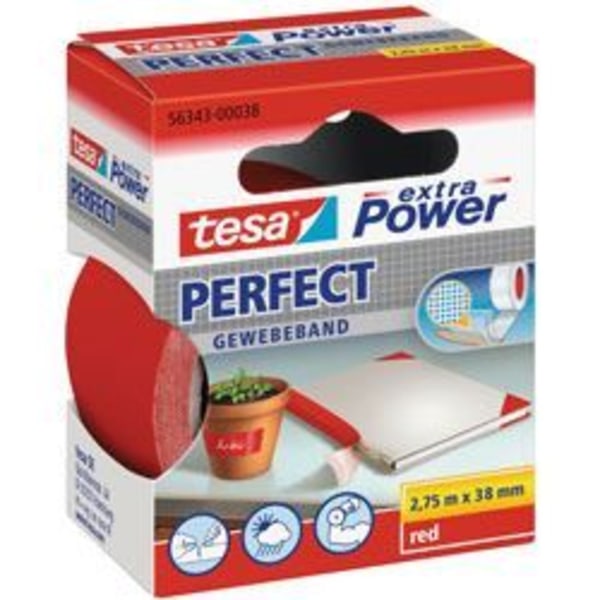 TESA Super Strong Canvas Repair Tape - 2,75m x 38mm - Rød