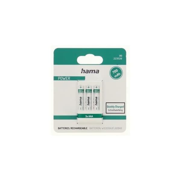 NiMH-batterier, AAA Micro, 700 mAh, 1,2 V, 3 st