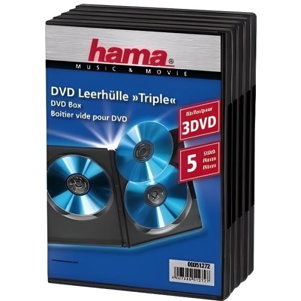 HAMA - 5 LÅDA - TRIPLE TOM DVD - SVART - 0...