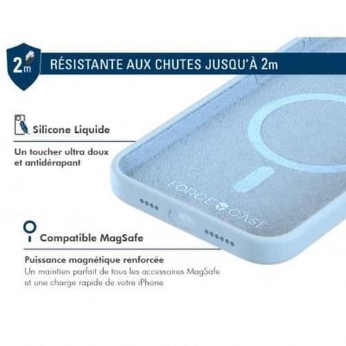Skyddsskåp - FORCE CASE - iPhone 15 Plus - Silikon - Kompatibel med MagSafe - Stötsäker Blå